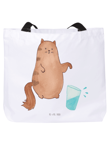Mr. & Mrs. Panda Tote Bag Katze Wasserglas ohne Spruch in Weiß