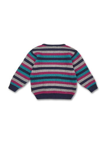 MANITOBER Streifen Strickpullover in Gray/Navy/Petrol/Fuchsia