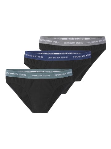 Copenhagen Studios Slip in schwarz-blau / schwarz-salbei / schwarz-grau