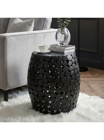 FineBuy Beistelltisch in Schwarz / Marmor / 40x40x46