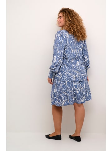 KAFFE curve Langarm-Bluse KCalona in Blue Indigo/White Marbel