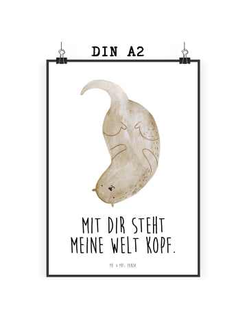 Mr. & Mrs. Panda Bild Otter Kopfüber mit Spruch in Weiß