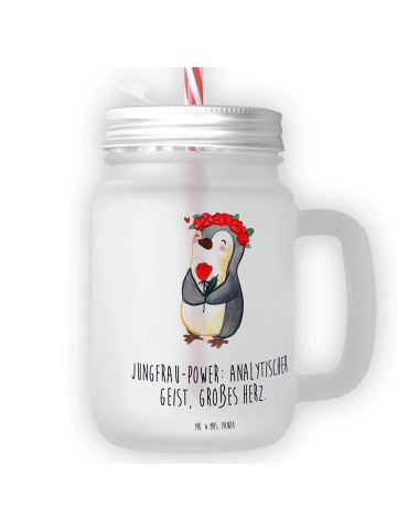 Mr. & Mrs. Panda Trinkglas Mason Jar Jungfrau Astrologie mit Spruch in Transparent