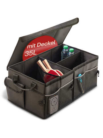 Praknu Kofferraum-Organizer mit Deckel 42 cm – Faltbar – 35L