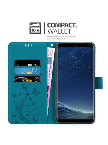 cadorabo Hülle für Samsung Galaxy S8 Blumen Design in FLORAL BLAU