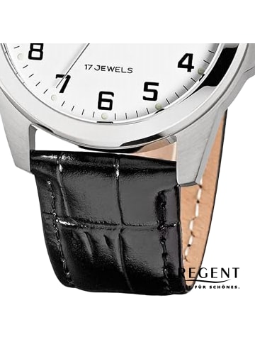 Regent Analog-Armbanduhr Regent Lederarmband schwarz mittel (ca. 39mm)
