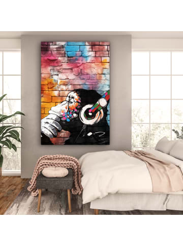 OnlyWow Leinwand Bilder Kopfhörer-Affe