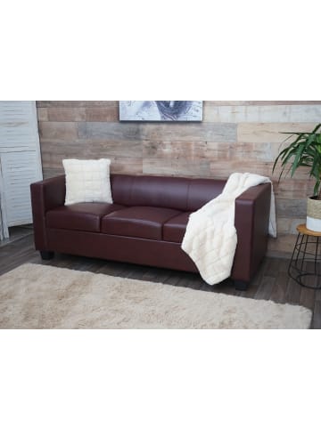 MCW 3er Sofa Lille, Kunstleder, rot-braun