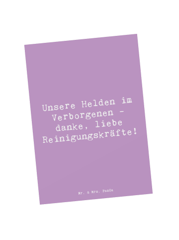 Mr. & Mrs. Panda Postkarte Spruch Reinigungskraft Helden mit Spruch in Lavendeltraum