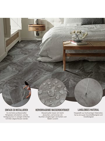 Home Nature Wohnkonzept Vinylboden Selbstklebend in Schwarze Marmor 30.4x30.4x0.127 cm 56 Stück (5 m²)