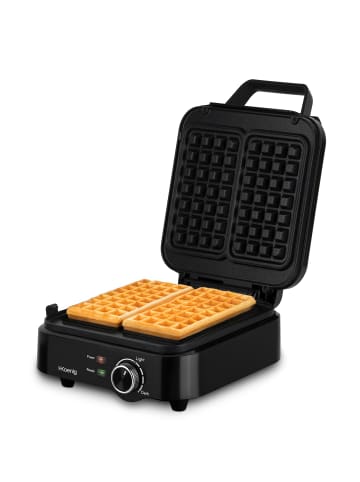 HKoenig Waffelmaker GFX420, 1200 W Leistung, antihaftbeschichtete Platten, Schwarz