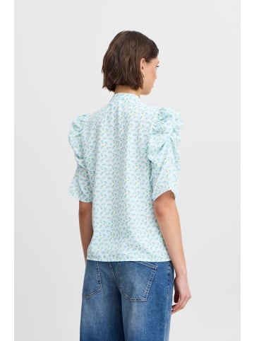ICHI Bluse kurzarm IXNINA Regular fit in Cloud Dancer w. Blue Flower