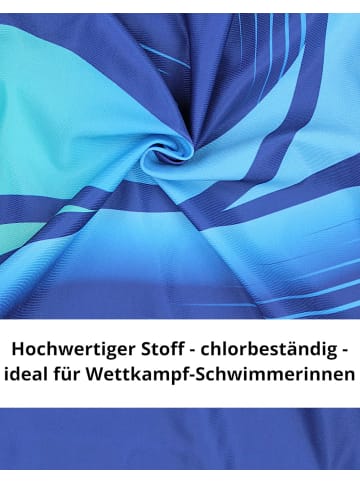 Aquarti Mädchen Badeanzug Chlorresistent Muscleback Wassersport in blau/türkis