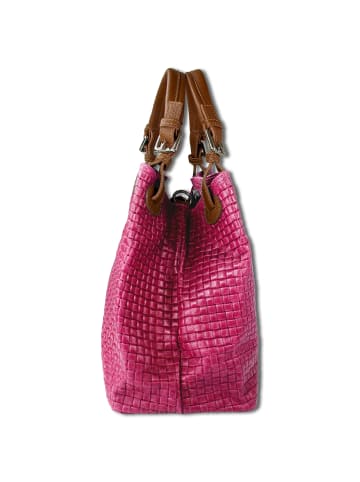 Toscanto Toscanto Handtasche, Umhängetasche Leder pink, braun ca. 31cm