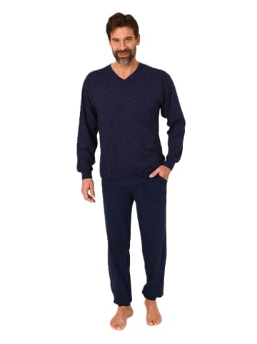 NORMANN Langarm Schlafanzug Pyjama Bündchen print - 86554 in marine