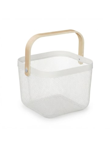 relaxdays 2 x Drahtkorb in Weiß/ Natur - (B)26 x (H)17,5 x (T)24 cm