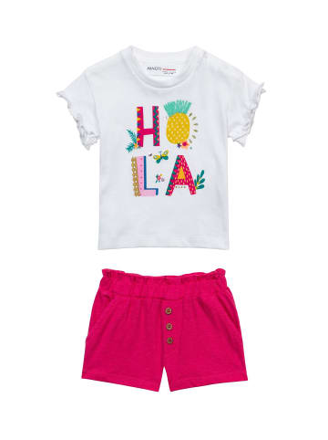 Minoti 2tlg. Outfit: T-Shirt & Shorts Frill 6 in weiß