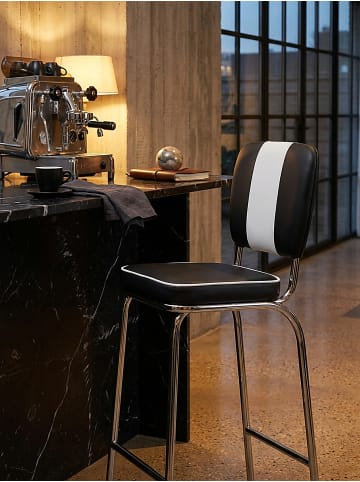 KADIMA DESIGN American Retro Barstuhl: Kunstleder, Chromfuß, 110 kg Belastbarkeit in Schwarz