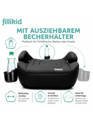 fillikid Sitzerhöhung mit verlängerbarer Isofix i-size Exklusiv in Schwarz