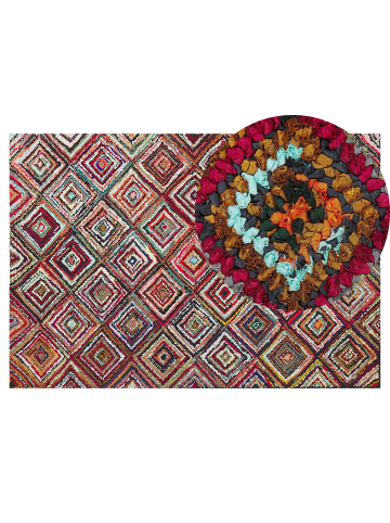 Beliani Shaggy KAISERI in Bunt/Lila/Blau - (W) 140 x (H) 2.5 x (L) 200 cm