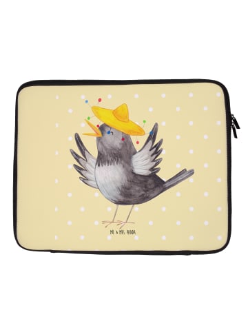 Mr. & Mrs. Panda Laptop Tasche Rabe Sombrero ohne Spruch in Gelb Pastell