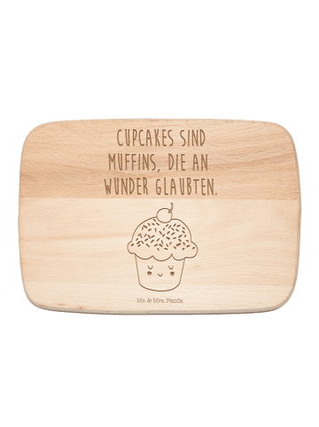 Mr. & Mrs. Panda Frühstücksbrett Cupcake mit Spruch in Transparent