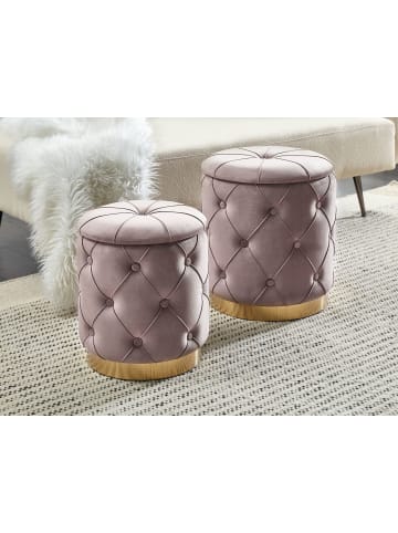 Beliani 2er-Set Pouf PUEBLO in Beige/Grau/Gold