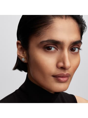 Pandora Geschenkset für Damen Kette und Ohrstecker Funkelnder Glücksklee Silber