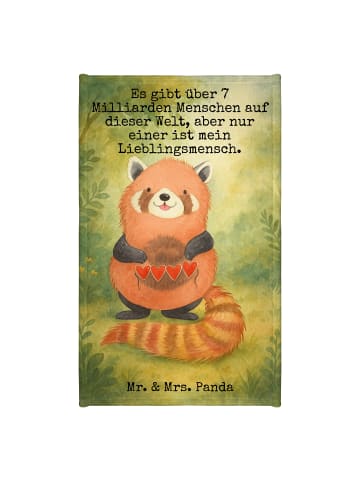 Mr. & Mrs. Panda Kleines Handtuch Roter Panda Design mit Spruch in Weiß