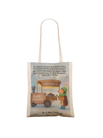 Mr. & Mrs. Panda Tote Bag Igel Maronen Design mit Spruch in Weiß