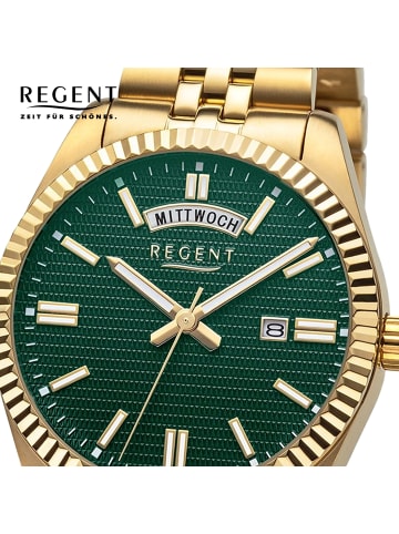 Regent Analog-Armbanduhr Regent Metallarmband gold groß (ca. 40mm)