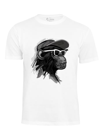 Cotton Prime® T-Shirt mit Affenmotiv - Cool Monkey mit Brille in weiss