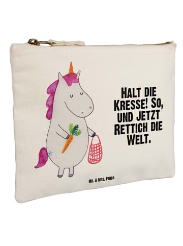 Mr. & Mrs. Panda Schminktasche Einhorn Gemüse mit Spruch in Weiß