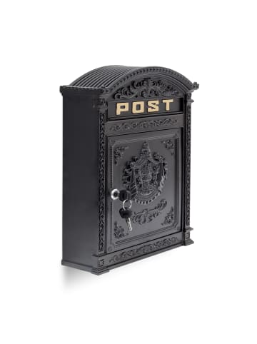 relaxdays Briefkasten in Schwarz - (B)31 x (H)44,5 x (T)9,5 cm