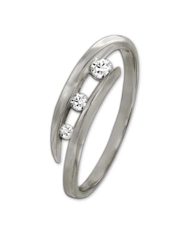 GoldDream 333 Weißgold - 8 Karat Damen Ringe 3er Zirkonia Fingerring 60 (19,1)