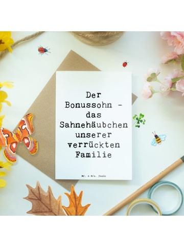 Mr. & Mrs. Panda Grußkarte Der Bonussohn mit Spruch in Weiß