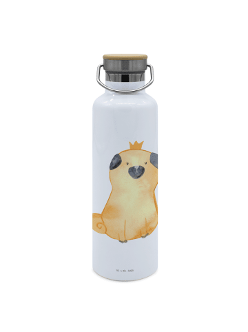 Mr. & Mrs. Panda Trinkflasche Mops Krone ohne Spruch in Weiß