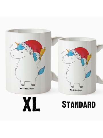 Mr. & Mrs. Panda XL Tasse Einhorn Weihnachtsmann ohne Spruch in Weiß