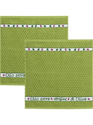 Kracht Frottier, Baumwolle Frottier-Geschirrtuch 2er-Pack Olio Extra in grün