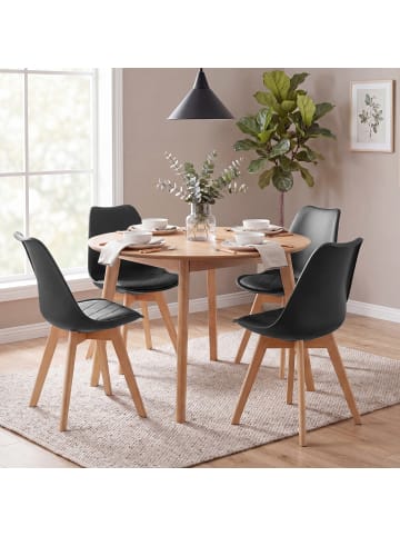 VASAGLE 4er-Set:Esszimmerstuhl in Schwarz-Naturholzfarbe - (B)57 x (H)79 x (T)46.5 cm