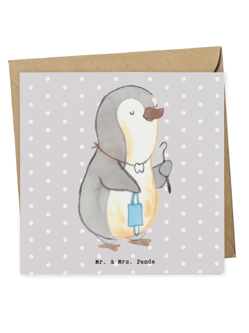 Mr. & Mrs. Panda Einladungskarte Zahnarzt Herz ohne Spruch in Grau Pastell