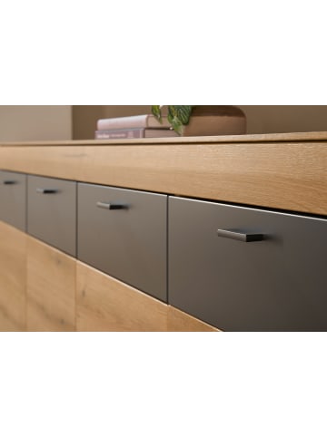 Furn.Design Sideboard in Eiche, grau matt 200 cm, große Kommode mit Soft-Close