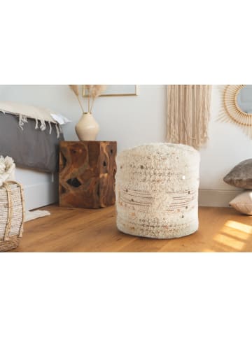 Kayoom Sitzkissen Pouf Bohist 425 35 x 35 cm in creme - khaki