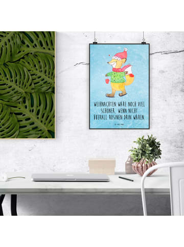 Mr. & Mrs. Panda Poster Fuchs  Schlittschuhe mit Spruch in Eisblau
