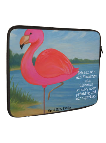 Mr. & Mrs. Panda Laptop Hülle Flamingo Classic Design mit Spruch in Weiß