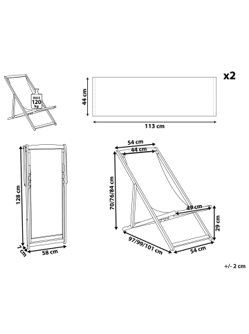 Beliani 3-tlg Gartenliege ANZIO in Braun/Bunt/Beige