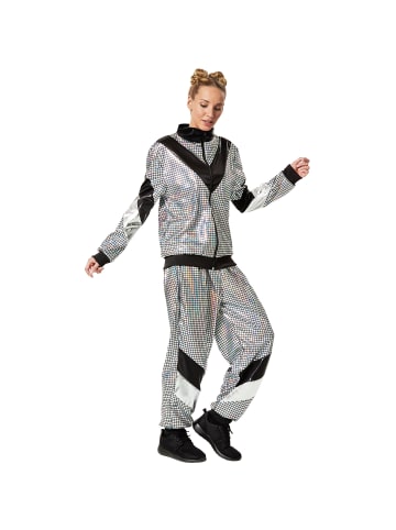 tectake Retro-Trainingsanzug, Gr. M, Jacke und Hose im glänzenden Retro-Look