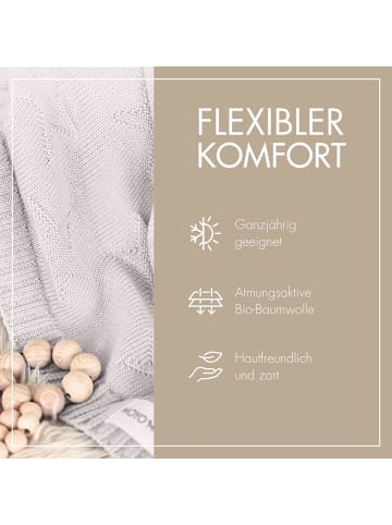 MOYO Strick Babydecke Sternenmuster Sanfter Sommerregen in Grau -  70x90 cm