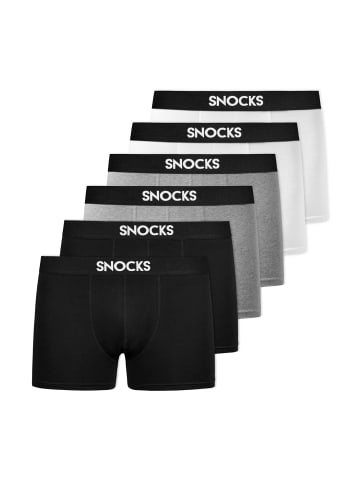 SNOCKS Boxershorts aus Bio-Baumwolle 6 Stück in Mix (Schwarz/Weiß/Grau)