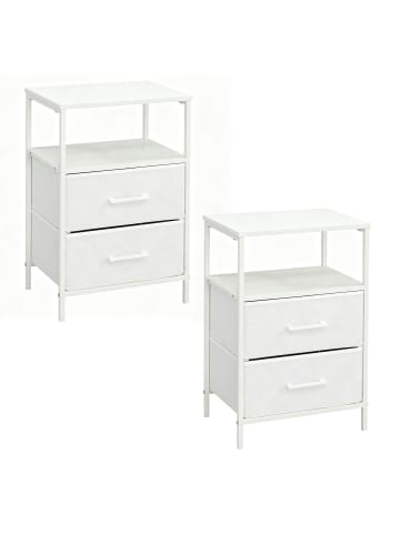relaxdays 2 x Nachttisch in Weiß - (B)38 x (H)61 x (T)28 cm